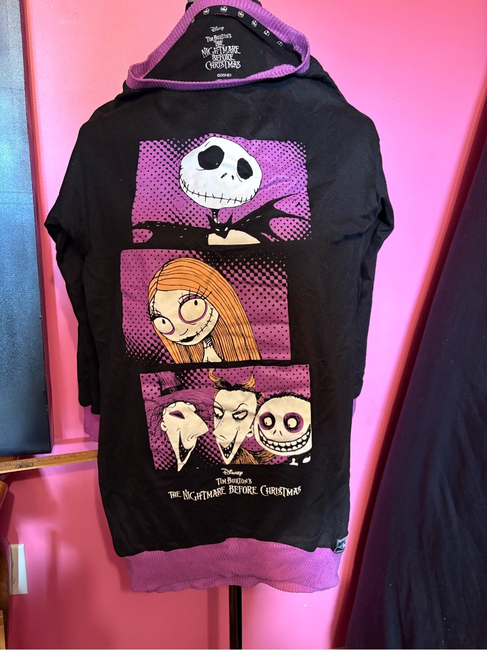 Disney The Nightmare Before Christmas Black & Purple Kids Graphic Hoodie